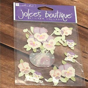 HTF JOLEES BOUTIQU SP-JB-056 PANSIES STICKER COLLAGE EMBELLISHMENT SPRING EASTER